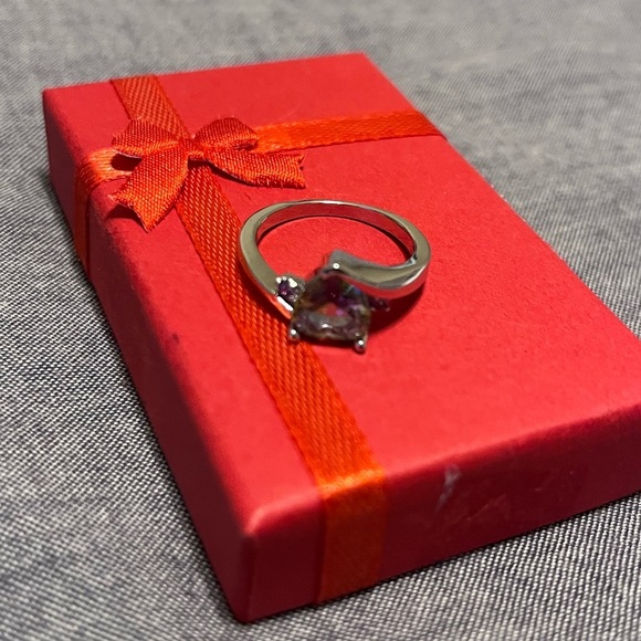 Jewelry set with rainbow (purple and green) cubic zirconia - Picture 2 of 5